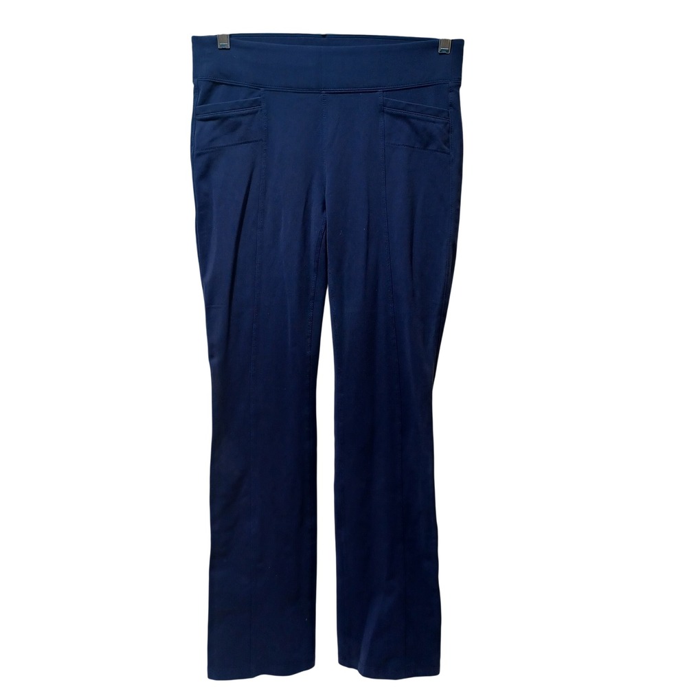 Athleta Womens M Metro Skinny Pants Blue Stretch Travel Pockets Athleisure